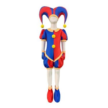 Imagem de FATIANLEE Digital Circus Costume for kids Pomni Cosplay boys Pomni Halloween Costume Jumpsuit with mask (7-8 years/55 inch height)