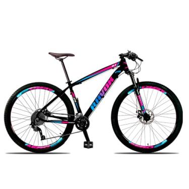 Imagem de Bicicleta Aro 29 Ravok 24 Velocidades Freios a Disco com Suspensão (Azul e Rosa, 15)