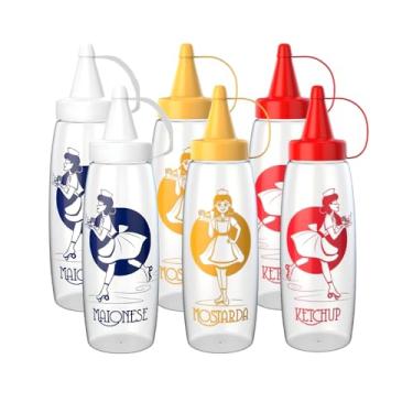 Imagem de Kit 6 Bisnaga Molho Catchup Maionese Mostarda Decorada 350ml