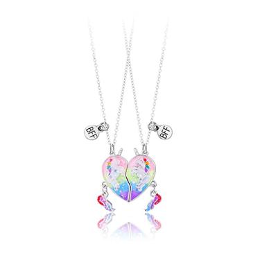 Imagem de DOYYCA Colar Best Friend para 2 meninas, colar magnético combinando da amizade, pingente de meio coração, colares BFF para irmã, Latão, Sem Pedra Preciosa