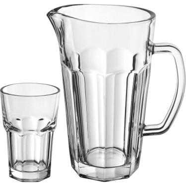 Imagem de JOGO 7 PEÇAS JARRA/COPOS ÁGUA SUCO PARA REFRESCO HOME&CO ECO CRYSTAL 1L/300ml TRANSPARENTE