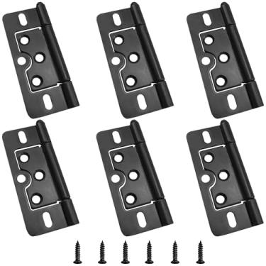 Imagem de AUXBC Dobradiças de porta de ferro de 7,6 cm sem encaixe, dobradiças pretas para portas de celeiro, porta de armário, porta de garagem, porta da frente, porta francesa, porta de chuveiro, 6 peças