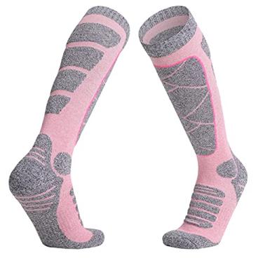 Imagem de Meias esportivas femininas Meias de esqui Meias de compressão até o joelho Meias esportivas de inverno Meias de fitness ao ar livre Meias respiráveis de secagem rápida para esqui Maratona Co