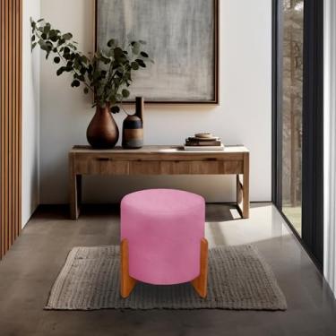 Imagem de Puff Thor Luxo Madeira Maciça Tecido suede (ROSA)