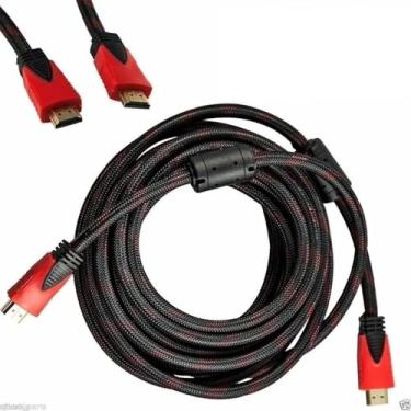 Imagem de Cabo HDMI Premium da CableVantage de 50 pés para DVD 3D PS3 HDTV LCD HD TV 1080p vermelho de alta velocidade banhado a ouro cabo de nylon trançado, ponta dourada