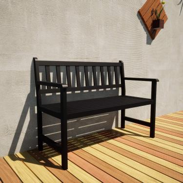 Imagem de Banco de Jardim 2 Lugares com Encosto Madeira Maciça Madersilva Preto
