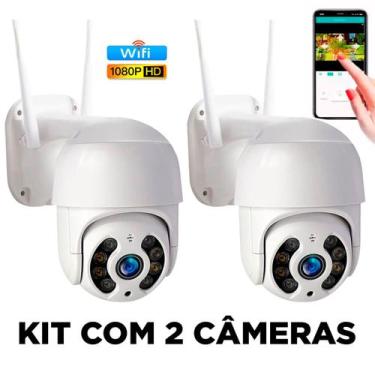 Imagem de Kit com 2 Câmeras IP Wi-Fi rotativa externa dome à prova d'água HD IPC