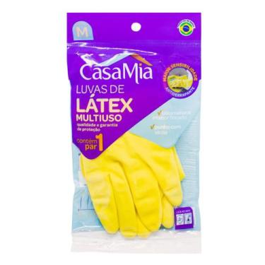 Imagem de Kit 1 Par De Luvas De Látex Multiuso Tamanho M Casamia, M