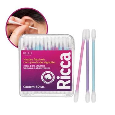 Imagem de Hastes Flexíveis Cotonete Colorido com Ponta em Algodão 50 Unidades Ri