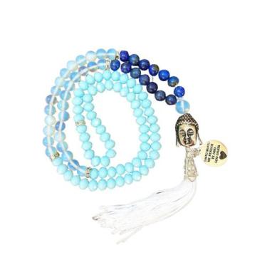 Imagem de Japamala Pedras Lápis Lazúli E Pedra Da Lua 108 Contas - Encanto Das C