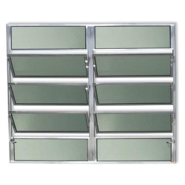 Imagem de Janela Basculante de Alumínio 100x200cm 2 Seções com Vidro Boreal Plus