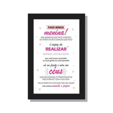 Imagem de Quadro infantil Mire nos céus mensagem pais família rosa - Souvenir De