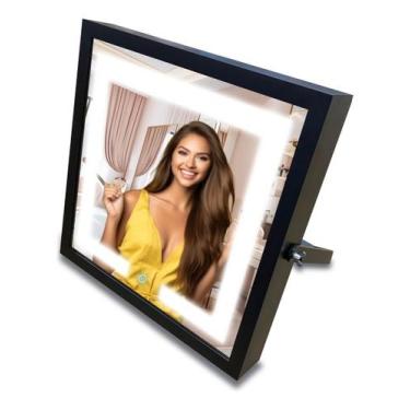 Imagem de Espelho De Mesa Quadrado Com Led 6000K - Touch - 28cm - Maquiagem - Or