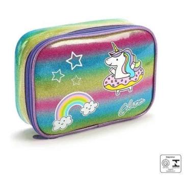 Imagem de Estojo Escolar Box Arco Iris Brilho 100 Lápis Unicórnio - Seanite
