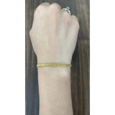 Imagem de Pulseira Lacraia 4mm 18 cm feminina banhado a ouro18k - Hm Joias
