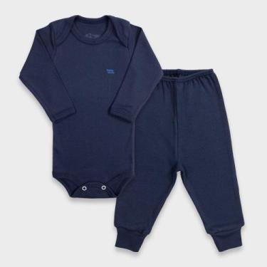 Imagem de Conjunto Infantil Body Manga Longa em Malha Lisa - Baby Duck, 3, Marin