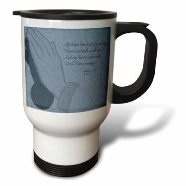 Imagem de 3dRose Caneca de viagem ilustrada com versículo da Bíblia oração mãos de viagem, 400 ml, multicolorido