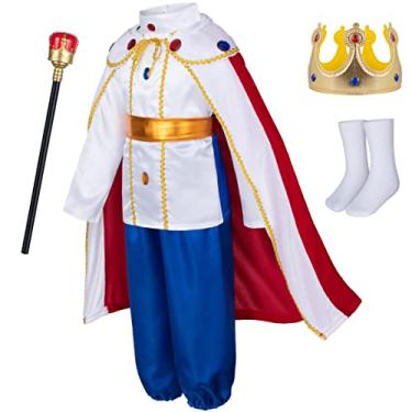 Imagem de Fantasia de aniversário de príncipe encantado para meninos, cosplay, cosplay, roupas reais para crianças, Branco, 6-7Years(130cm)