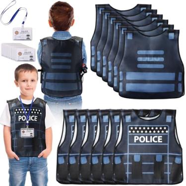 Imagem de Cotwinter Conjunto de 12 artigos de festa policial com 12 coletes de polícia, 12 crachás de polícia, identificação da polícia, lembrancinhas de festa da polícia, lembrancinhas de aniversário da