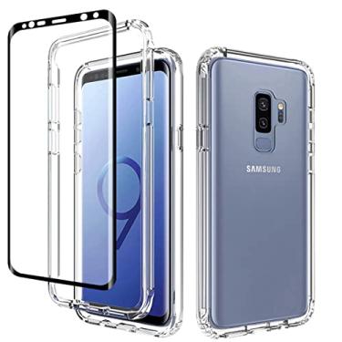Imagem de Bohefo Capa transparente compatível com Galaxy S9+, capa para S9 Plus G965U com protetor de tela de vidro temperado, linda capa protetora de cristal à prova de choque para Samsung Galaxy S9 Plus