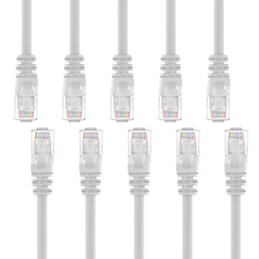 Imagem de GearIT Pacote com 10, cabo de patch Ethernet Cat5e 35 pés - cabo de rede LAN de computador RJ45 sem fecho, branco - compatível com 10 portas Switch POE 10 portas Gigabit