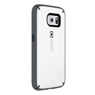 Imagem de Speck Produtos MightyShell Capa para Samsung Galaxy S6 - Estojo de transporte - Embalagem sem frustração - Branco/Cinza Carvão/Cinza-Ardósia