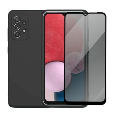 Imagem de Capa Aveludada e Película de Privacidade 3D para Samsung Galaxy A13 4G, Capinha Preta Premium e Película Anti-Espião