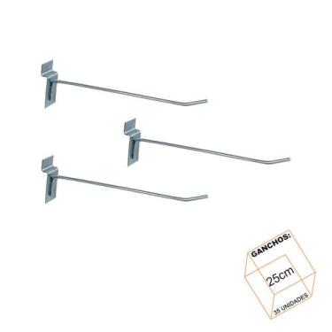 Imagem de Gancho Para Painel Canaletado 25cm Zincado Kit 35 Unidades - LM Balcoe