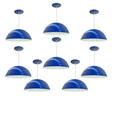 Imagem de Kit 8 Luminária Pendente Meia Lua 40cm Interior Branco Brilho Fiação 1
