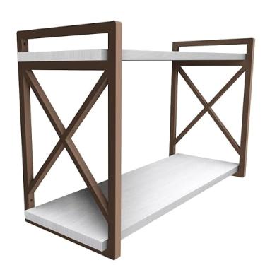 Imagem de Prateleira Estilo Industrial Suspensa 20x60cm com MDF BRANCO Estilo Industrial Funcionalidade Decoração Estante Moderna Cozinha Escritório Sala (MARROM)