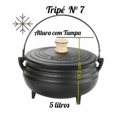 Imagem de Panela Tripé Com Tampa Ferro Fundido  5 Litros Caldeirão - Santana