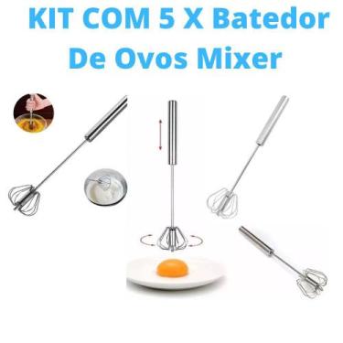 Imagem de KIT DE 5 Batedor de Ovos Semi-Automático - Aço Inoxidável - Fullcommer