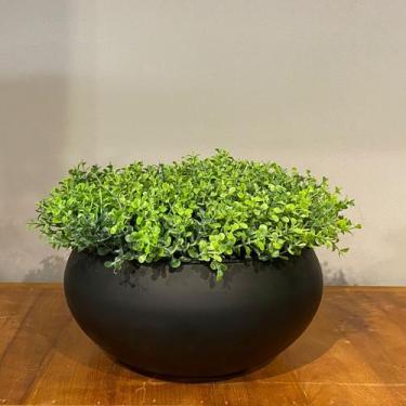 Imagem de Arranjo Grande Centro de Mesa Vaso Preto com Verdinho - Decore Fácil S