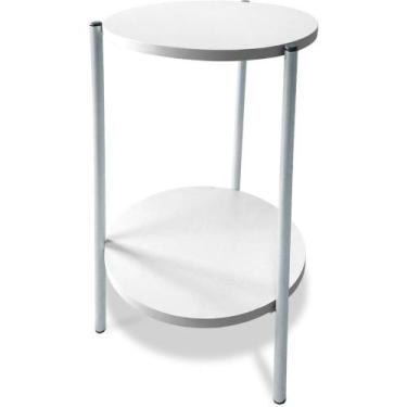 Imagem de Mesa Mesinha De Canto Redonda Decoração Qatar Industrial Branca - Genu
