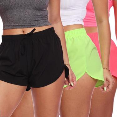 Imagem de Kit 3 Shorts Feminino Tactel Moda Praia Piscina Verão Adulto - Brás e 