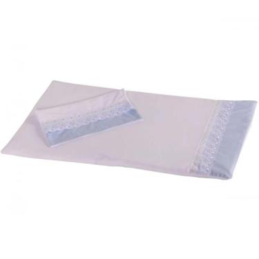 Imagem de Colchonete Para Carrinho de Bebê Menino em Malha Branco com Azul. - Ha