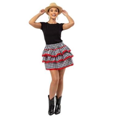 Imagem de Saia Xadrez P/ Festas Juninas! Estilo E Preço - Cacharrel Store, Preto
