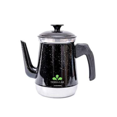 Imagem de Bule Com Bico Para Café Chá Leite Em Alumínio - TERRA LAR, Preto Pinti