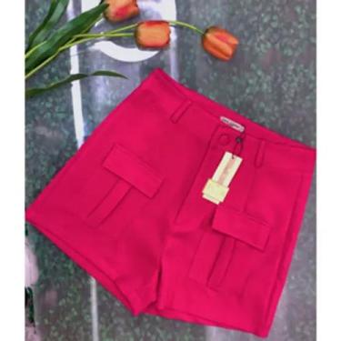 Imagem de MODAS DOMI Shorts Alfaiataria Cargo 55 Elegante e Estiloso, Rosa, G