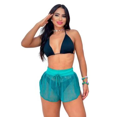 Imagem de Shorts Saída De Praia Em Renda Transparente 885 - GENÉRICA, Verde água