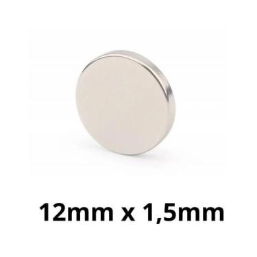 Imagem de Kit 5 Peças Imã Neodímio Disco Magnético N35  12 x 1,5 mm Super Forte 