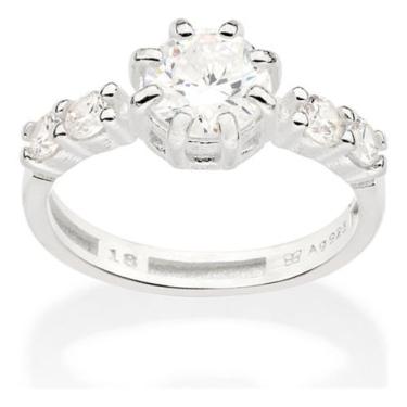 Imagem de Anel Solitário Cravejado Por 4 Zircônias D 810267 - Rommanel, Branco, 