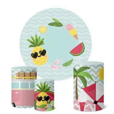 Imagem de Trio Capas Cilindro + Painel Redondo 1,50m Pool Party - Fadrix