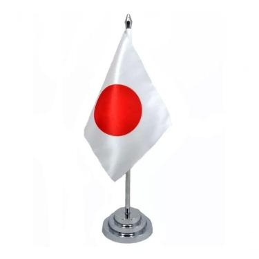Imagem de Bandeira Mesa Dupla Face Japão Com Mastro De 29 Cm (14x20cm)