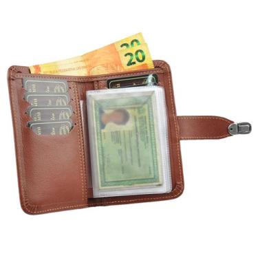 Imagem de Carteira Feminina LIRA em Couro Galvani, Pinhão