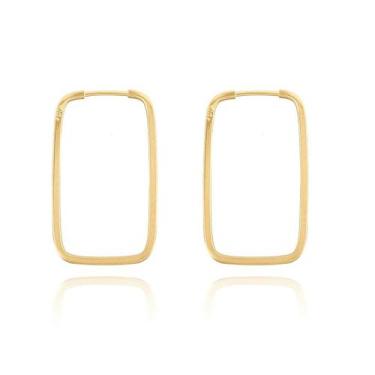 Imagem de Brinco Argola Quadrada Retangular 2.2cm Ouro 18k 750 - DR Joias