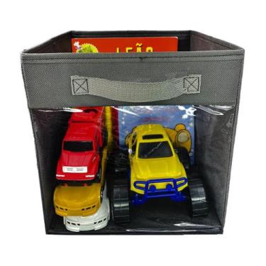 Imagem de Caixa Com Visor Porta Brinquedos Prática - Organibox, Cinza