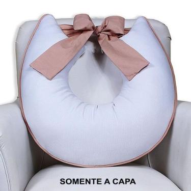 Imagem de Capa de Almofada Amamentação Piquet Com Laço - Laura Baby, Branco c/ N