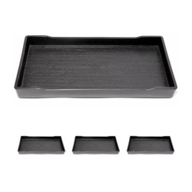 Imagem de 3un Bandeja retangular preta plástico decoração 20 cm - UNY HOME