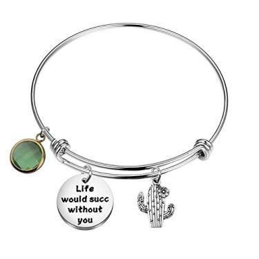 Imagem de CHOORO Pulseira de suculentas para amantes de cactos, presente Life Would Succ Without You, melhor amigo, presente de amizade, Metal